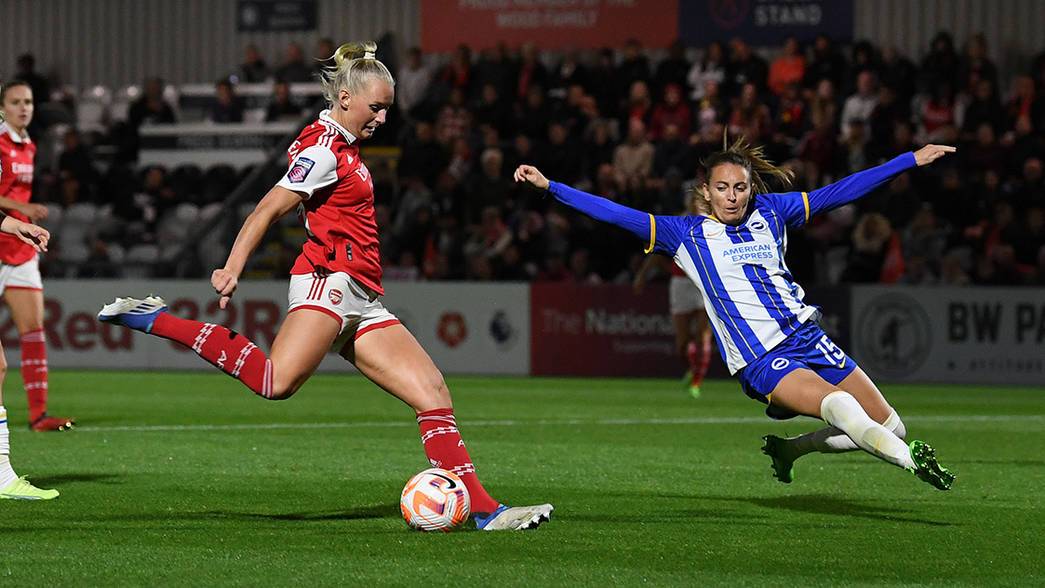 Stina Blackstenius scores against Brighton